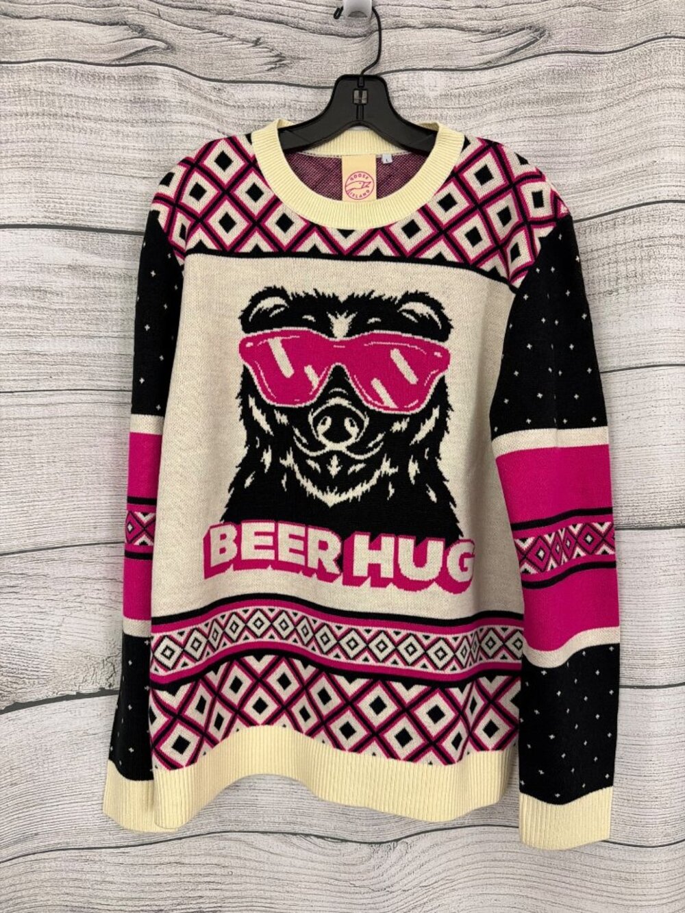 Unisex Goose Island Beer Hug Ugly Christmas Sweater Size L